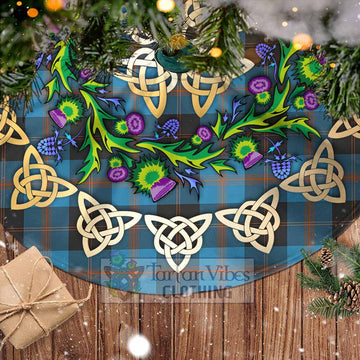 Horsburgh Tartan Christmas Tree Skirt with Thistle Celtic Knot Style