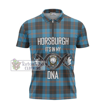 Horsburgh Tartan Zipper Polo Shirt with Family Crest DNA In Me Style