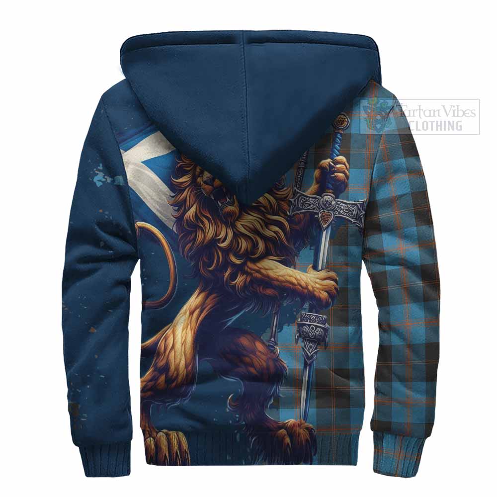 Tartan Vibes Clothing Horsburgh Tartan Family Crest Sherpa Hoodie with Scottish Majestic Lion