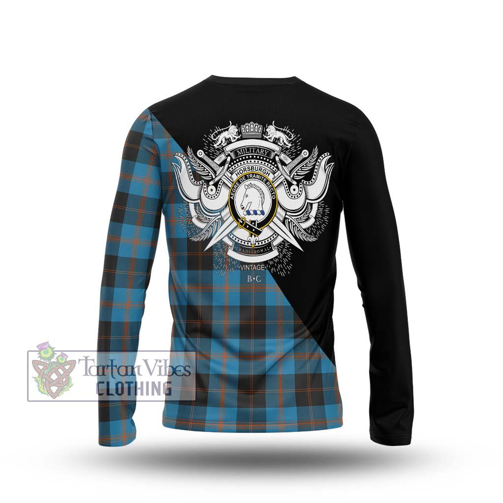 Horsburgh Tartan Long Sleeve T-Shirt with Family Crest and Military Logo Style - Tartanvibesclothing Shop