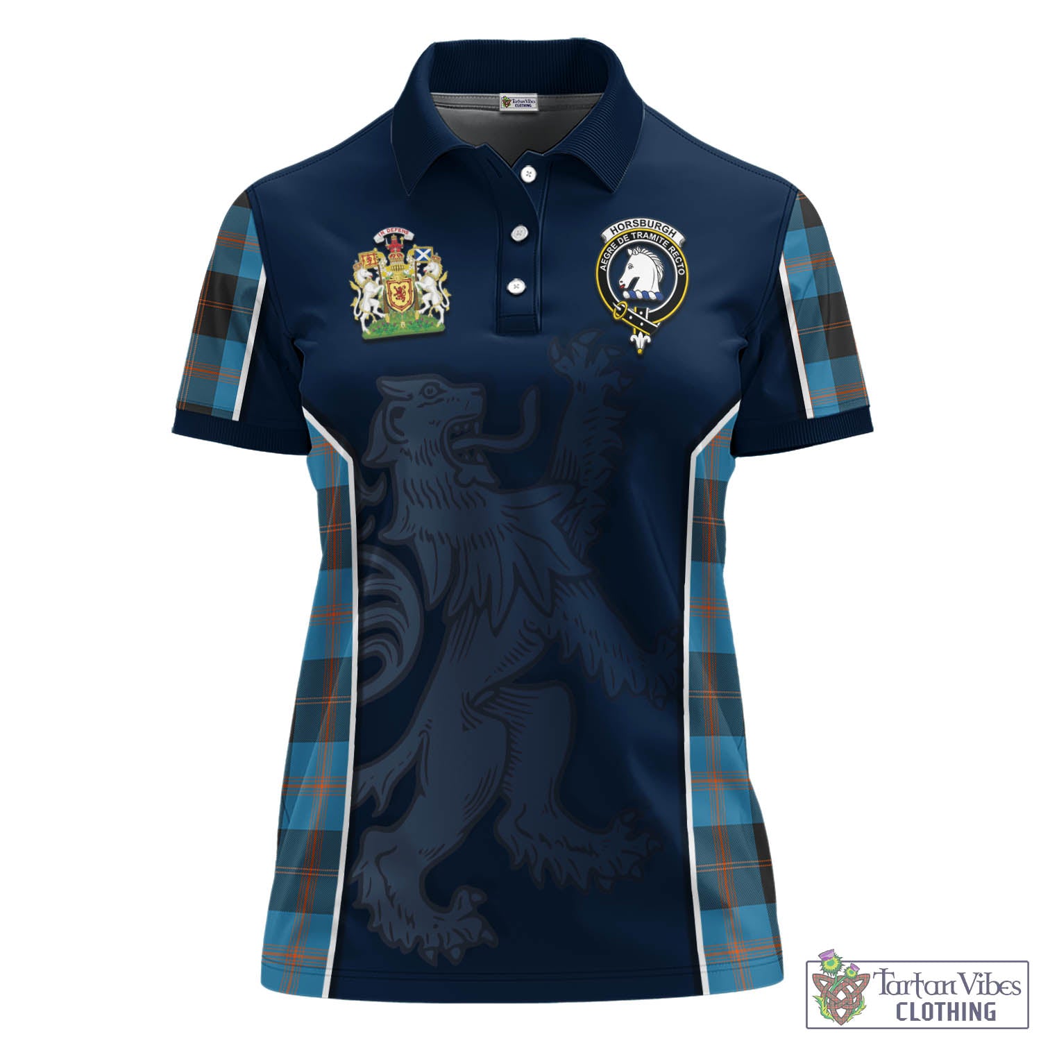 Horsburgh Tartan Women's Polo Shirt with Family Crest and Lion Rampant Vibes Sport Style - Tartan Vibes Clothing