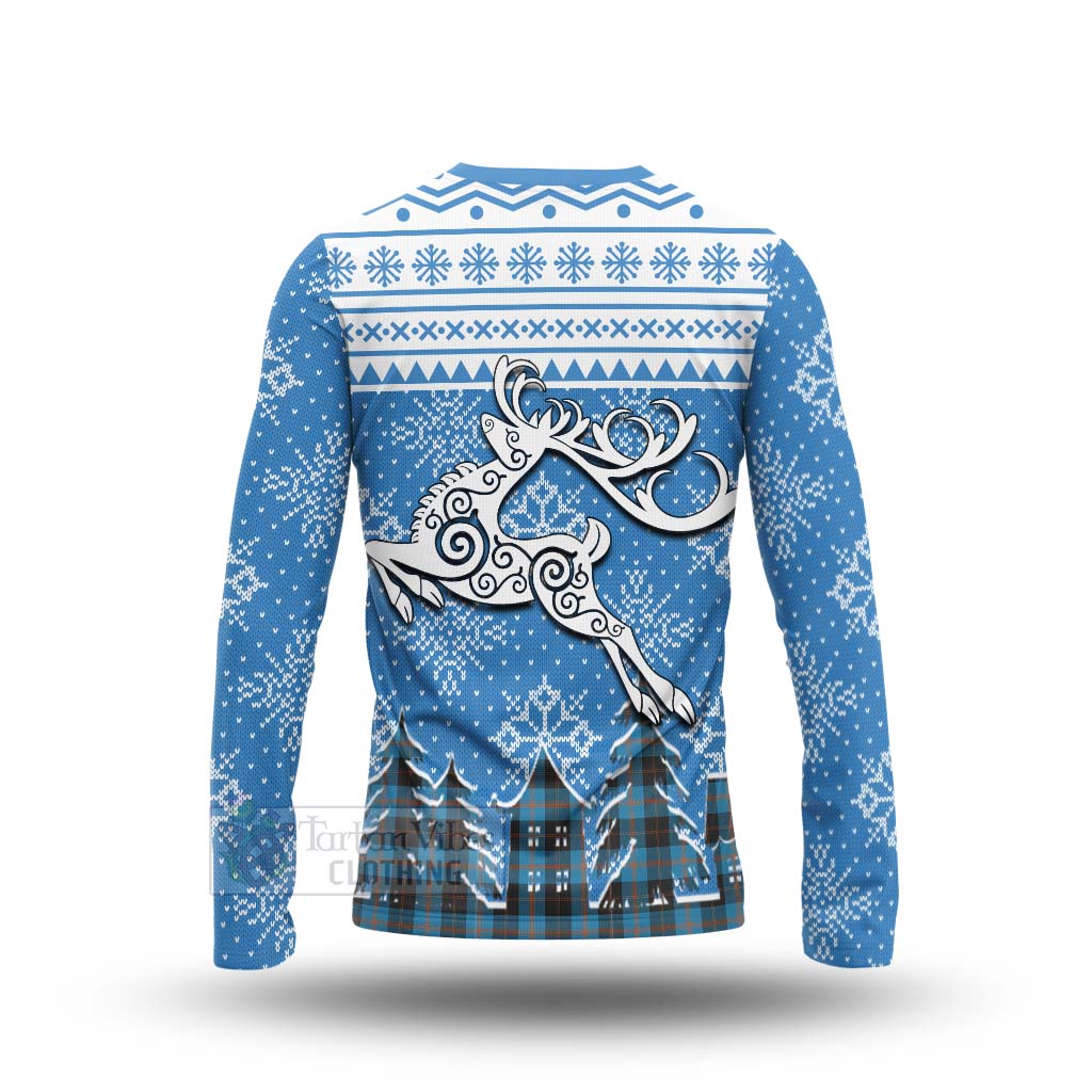 Tartan Vibes Clothing Horsburgh Clan Christmas Long Sleeve T-Shirt Celtic Reindeer Style