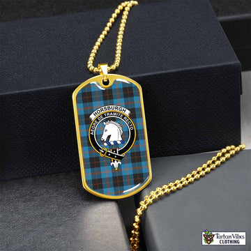 Horsburgh Tartan Dog Tag Necklace with Family Crest