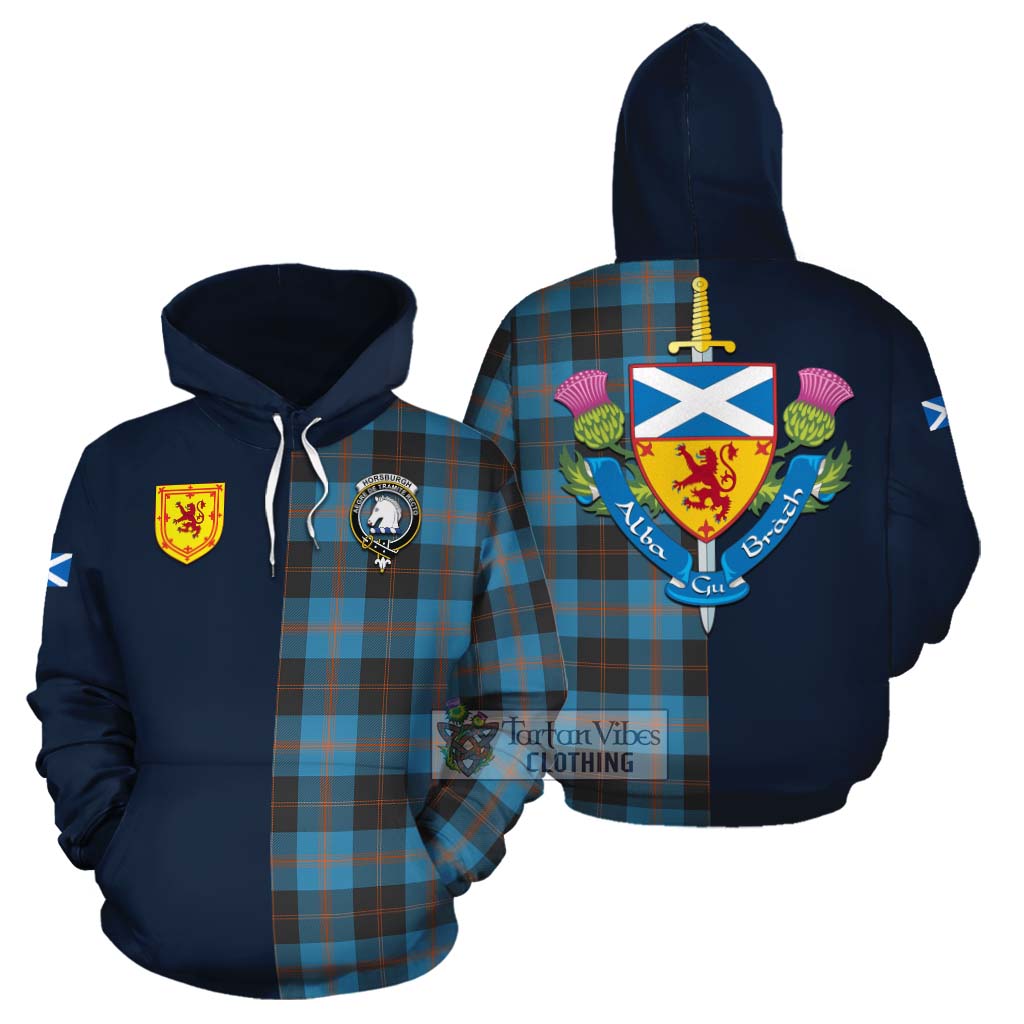 Tartan Vibes Clothing Horsburgh Tartan Cotton Hoodie Alba with Scottish Lion Royal Arm Half Style