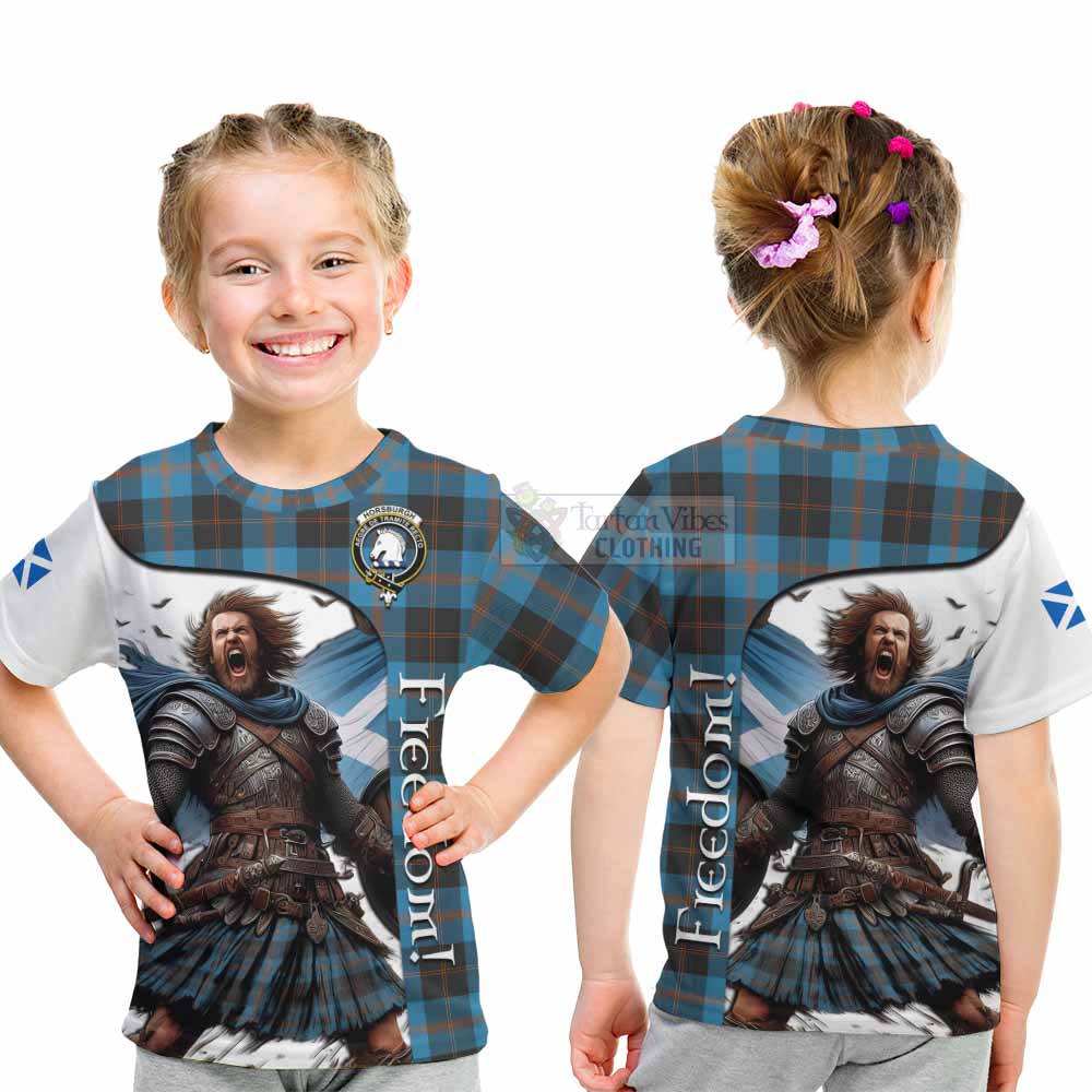 Tartan Vibes Clothing Horsburgh Crest Tartan Kid T-Shirt Inspired by the Freedom of Scottish Warrior