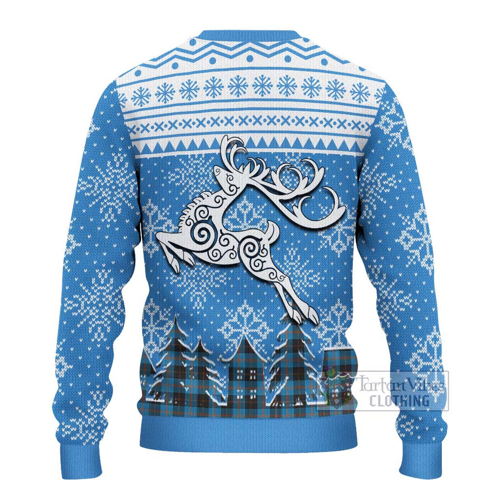 Tartan Vibes Clothing Horsburgh Clan Christmas Ugly Sweater with Tartan and Celtic Raindeer Style