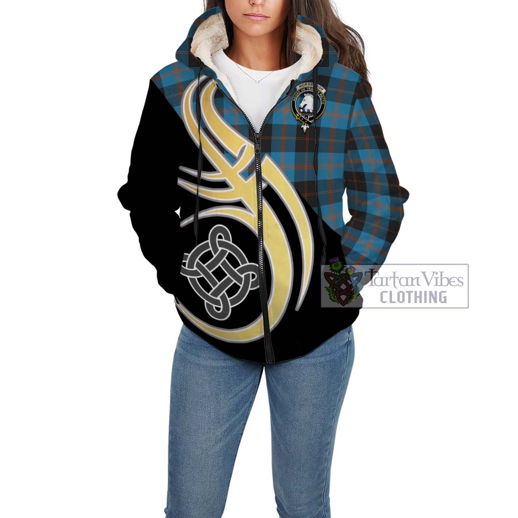 Horsburgh Tartan Sherpa Hoodie with Family Crest and Celtic Symbol Style Unisex - Tartan Vibes Clothing