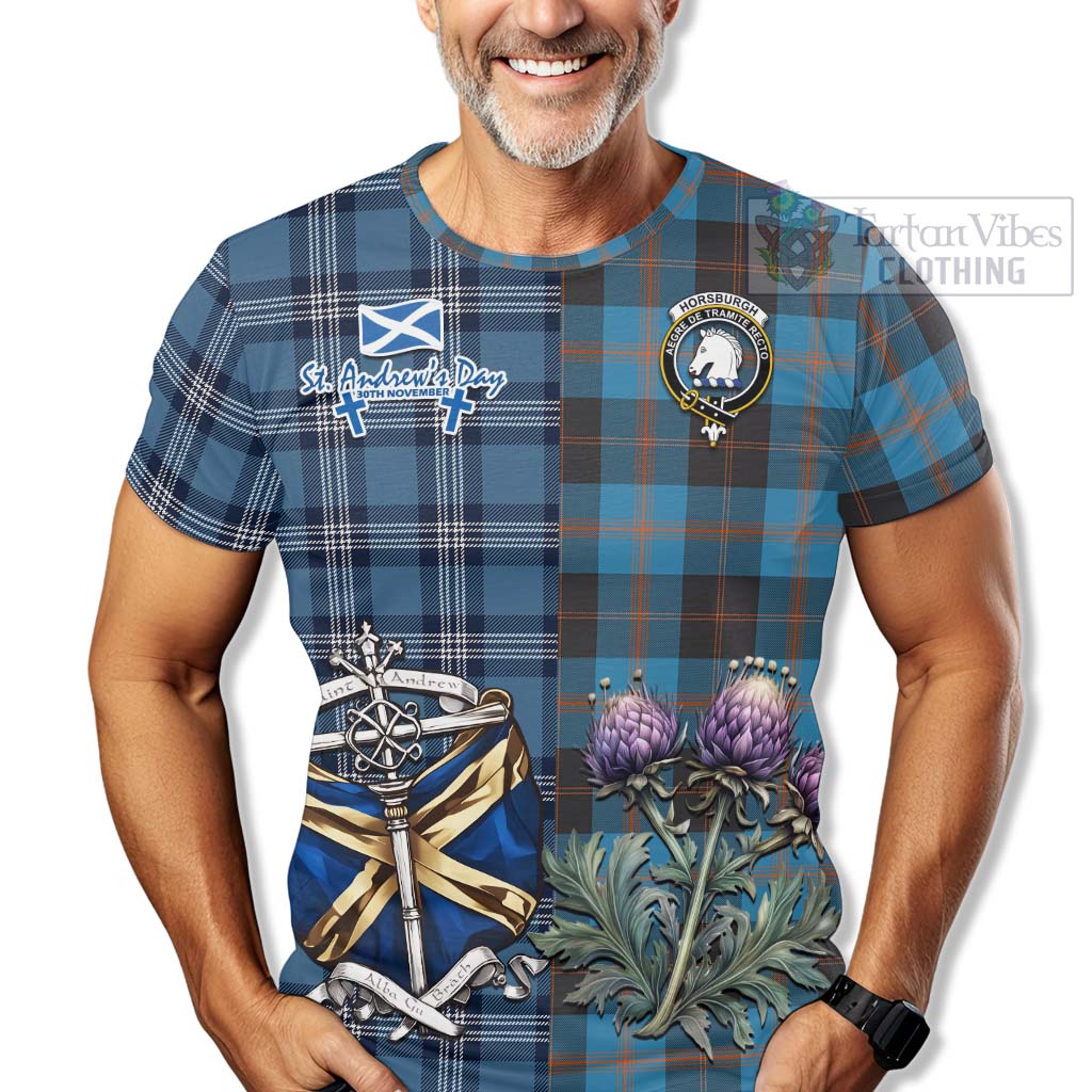 Tartan Vibes Clothing Horsburgh Tartan T-Shirt Happy St. Andrew's Day Half Tartan Style