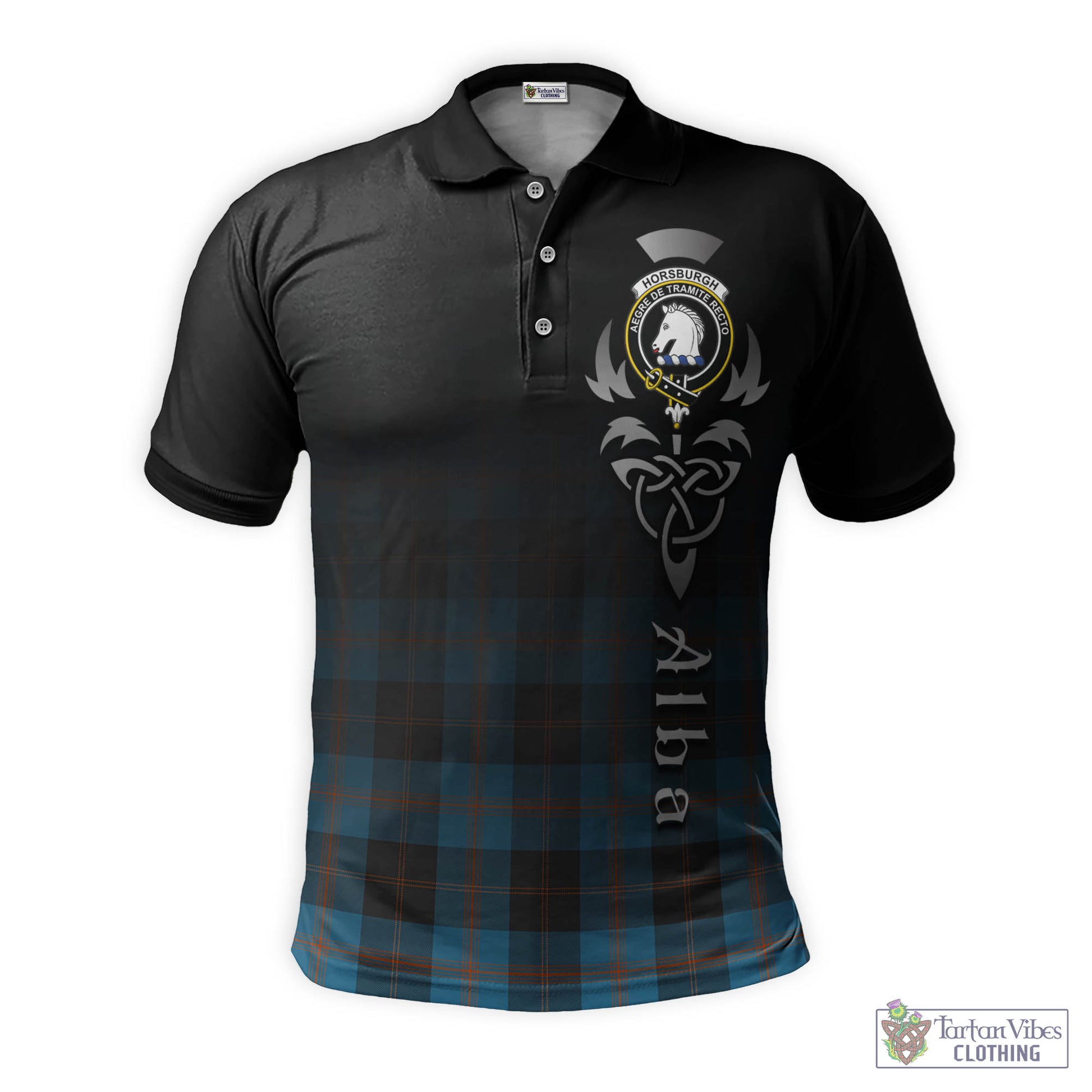 Tartan Vibes Clothing Horsburgh Tartan Polo Shirt Featuring Alba Gu Brath Family Crest Celtic Inspired