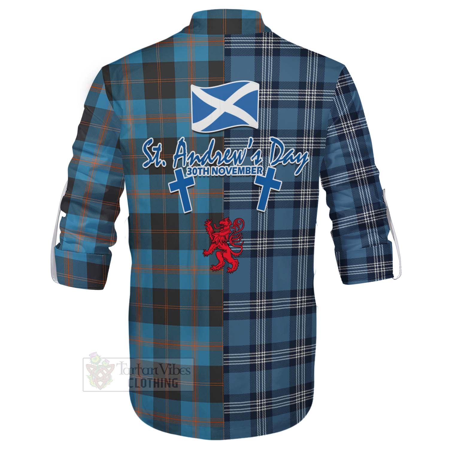 Tartan Vibes Clothing Horsburgh Tartan Ghillie Kilt Shirt Happy St. Andrew's Day Half Tartan Style