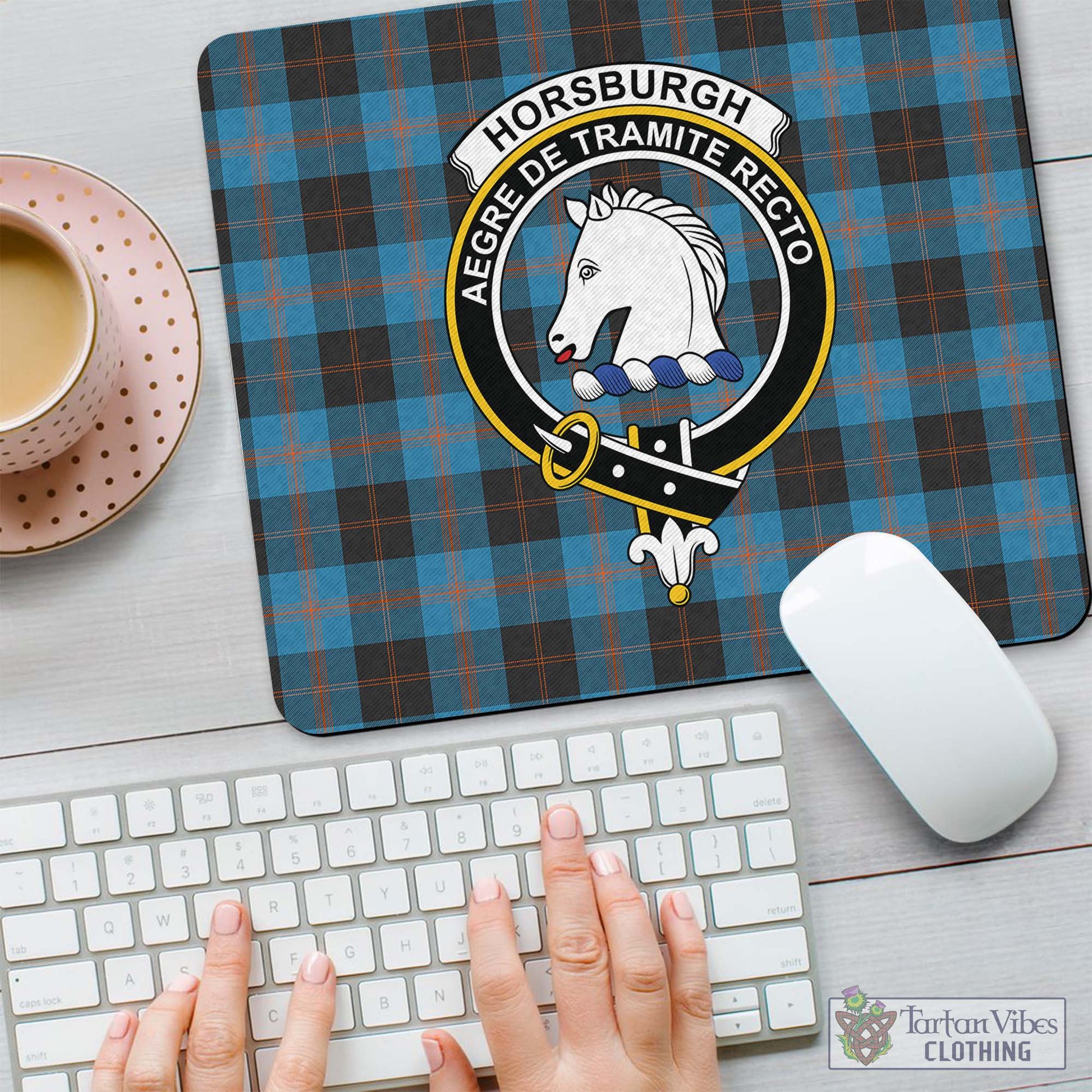 Tartan Vibes Clothing Horsburgh Tartan Mouse Pad with Family Crest