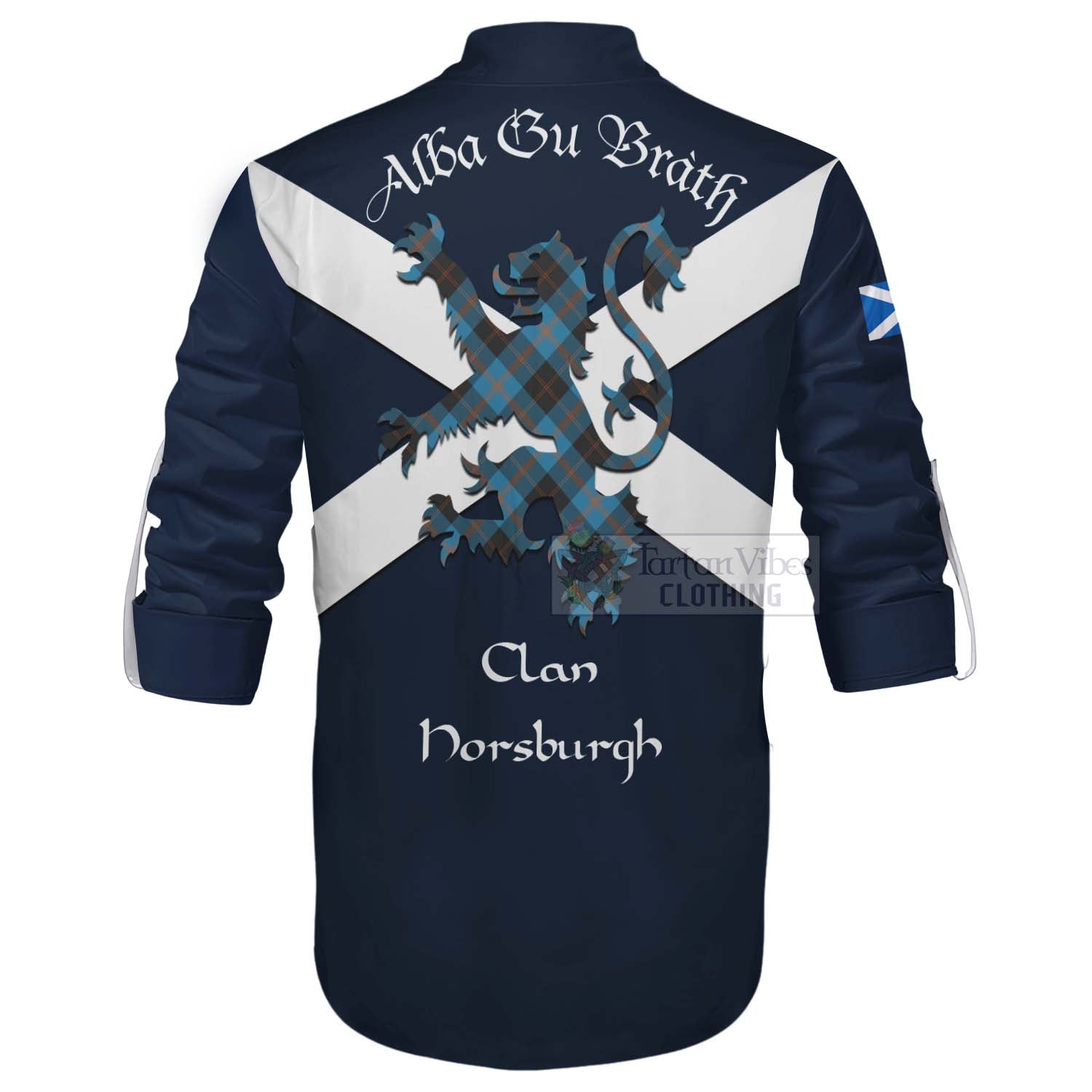 Tartan Vibes Clothing Horsburgh Tartan Lion Rampant Ghillie Kilt Shirt Proudly Display Your Heritage with Alba Gu Brath and Clan Name