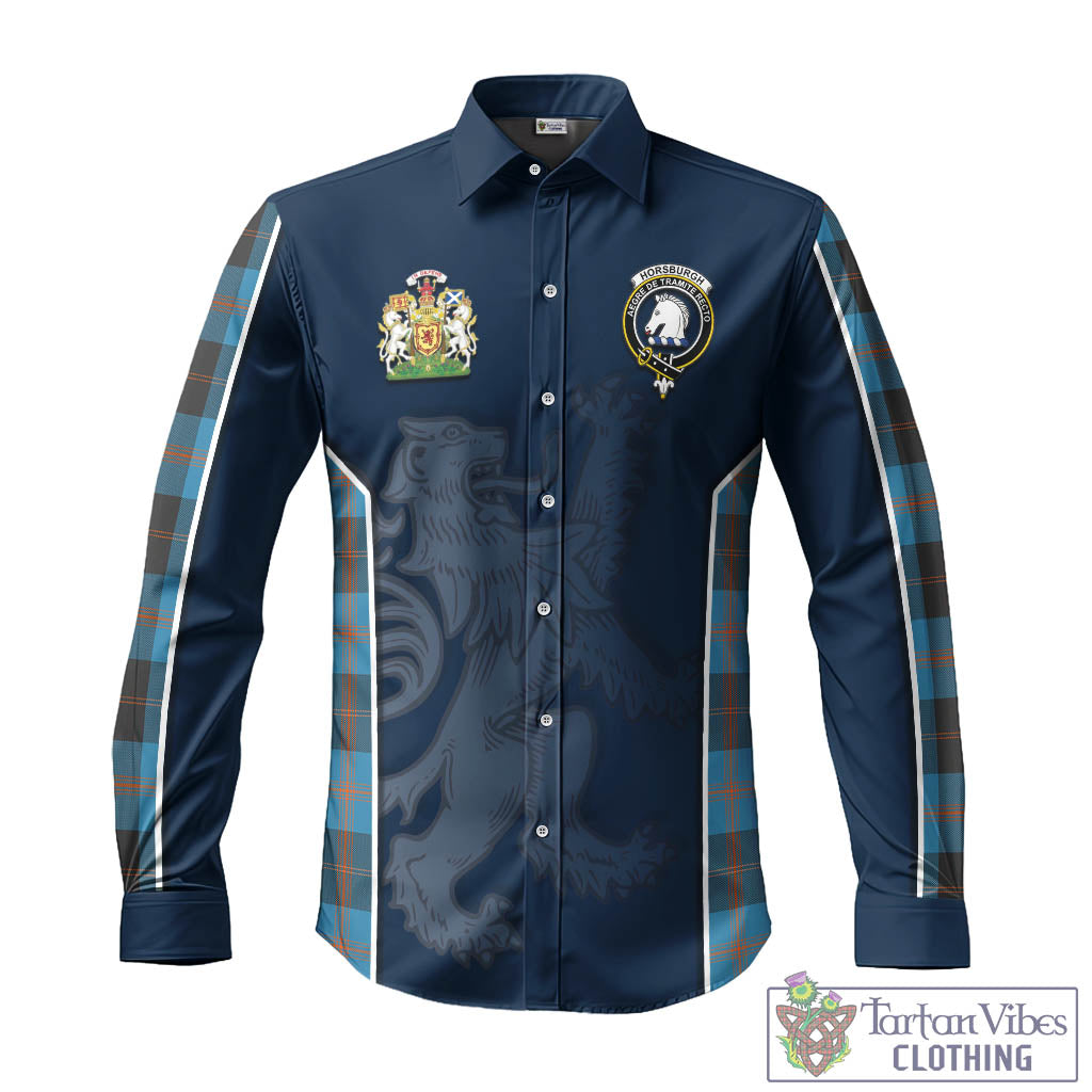 Tartan Vibes Clothing Horsburgh Tartan Long Sleeve Button Up Shirt with Family Crest and Lion Rampant Vibes Sport Style