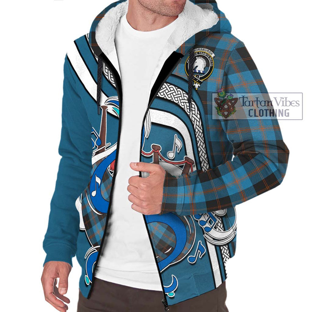 Horsburgh Tartan Sherpa Hoodie with Epic Bagpipe Style Unisex - Tartanvibesclothing Shop