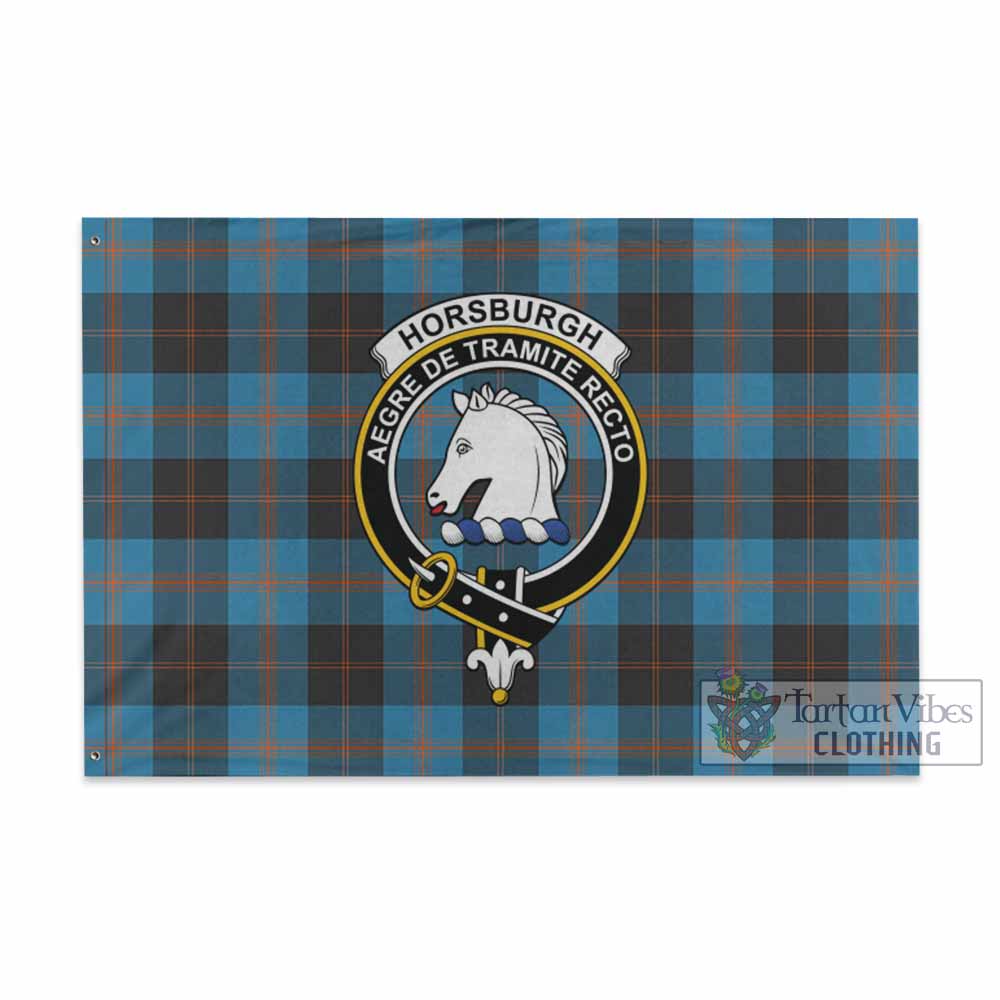 Tartan Vibes Clothing Horsburgh Tartan House Flag with Family Crest