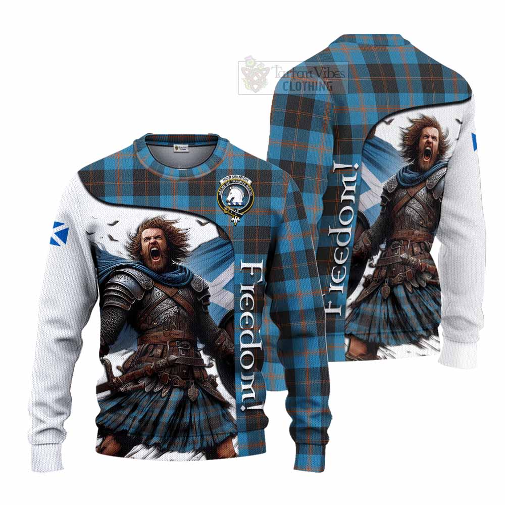 Tartan Vibes Clothing Horsburgh Crest Tartan Knitted Sweater Inspired by the Freedom of Scottish Warrior