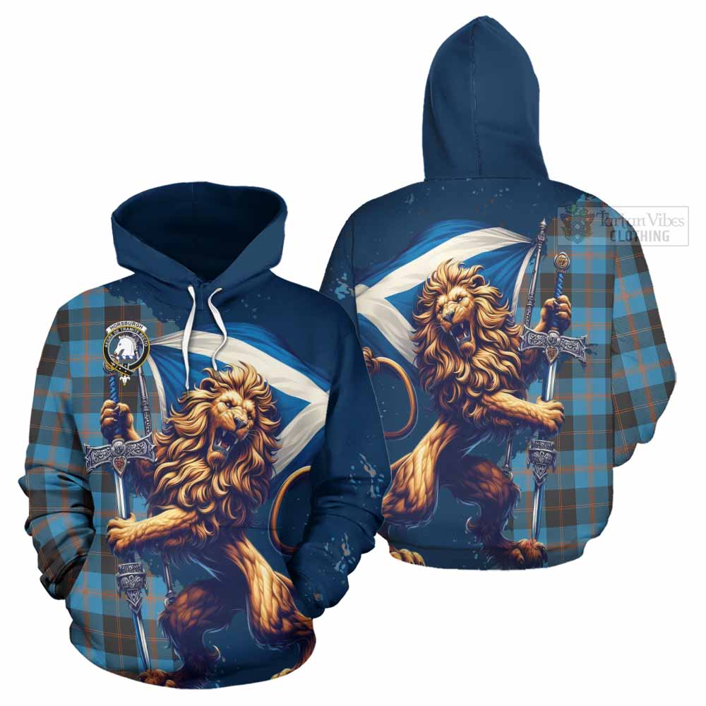 Tartan Vibes Clothing Horsburgh Tartan Family Crest Hoodie with Scottish Majestic Lion