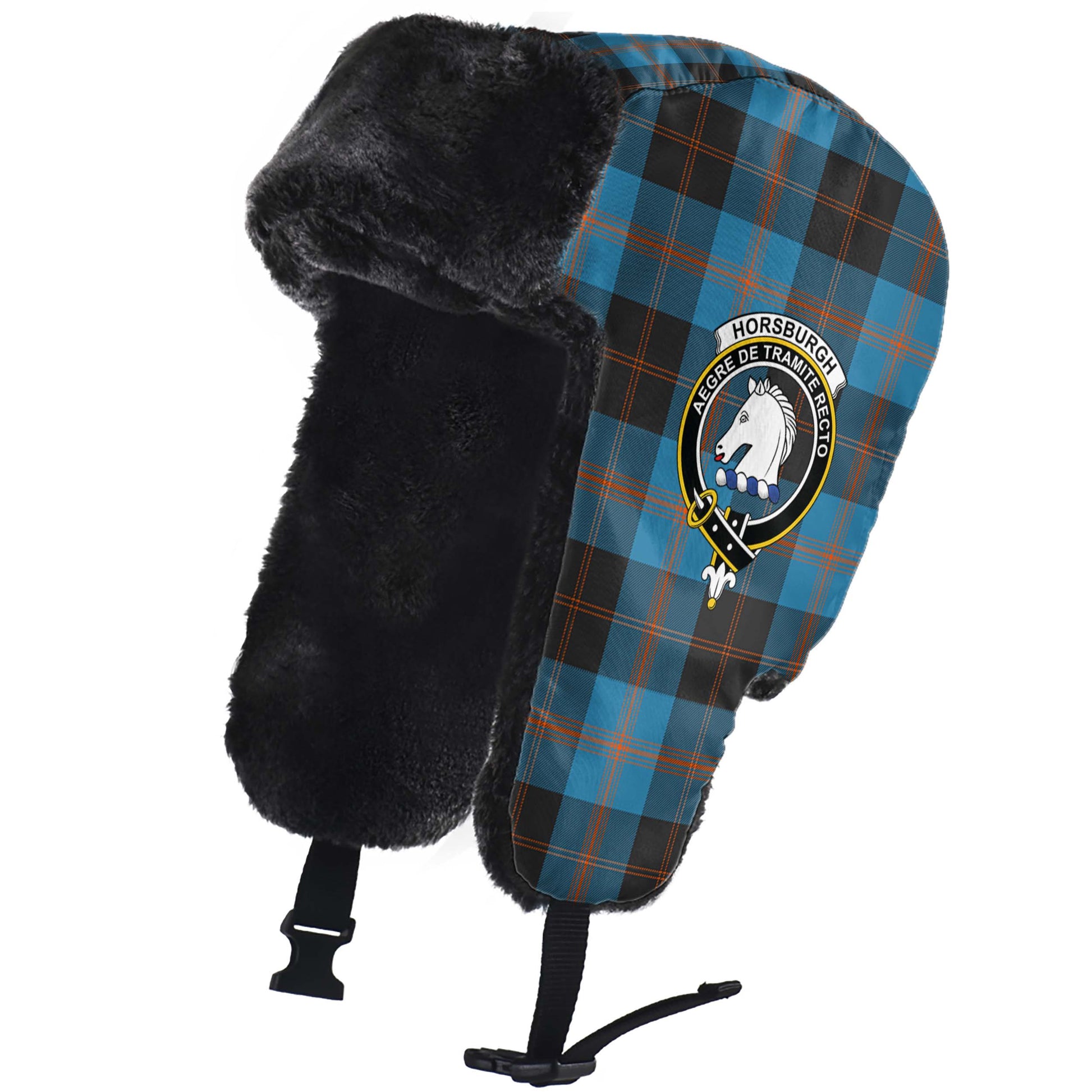 Horsburgh Tartan Winter Trapper Hat with Family Crest - Tartanvibesclothing