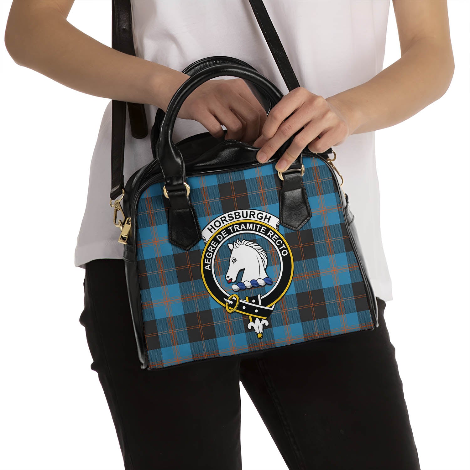 Horsburgh Tartan Shoulder Handbags with Family Crest - Tartanvibesclothing