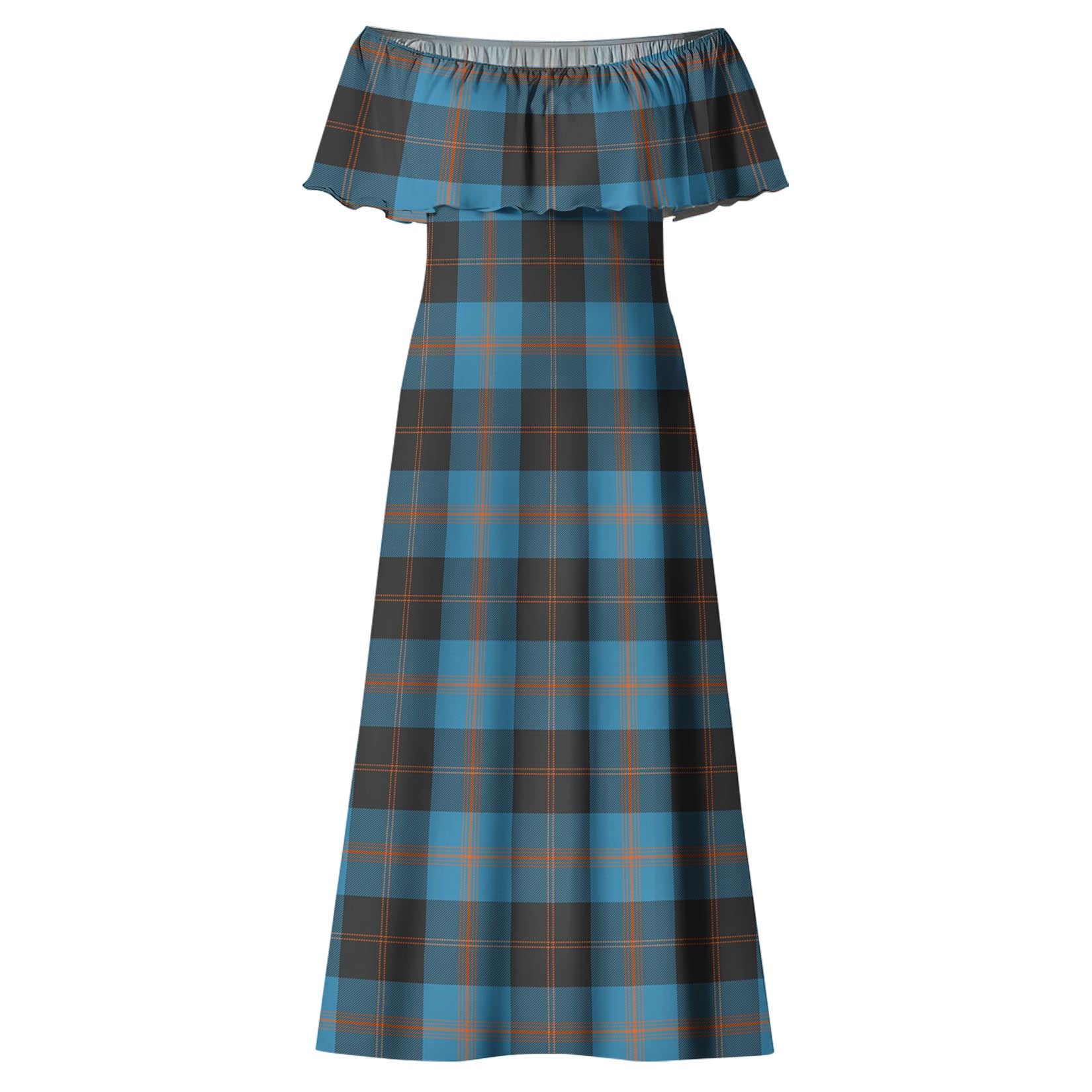 Horsburgh Tartan Off Shoulder Long Dress - Tartanvibesclothing