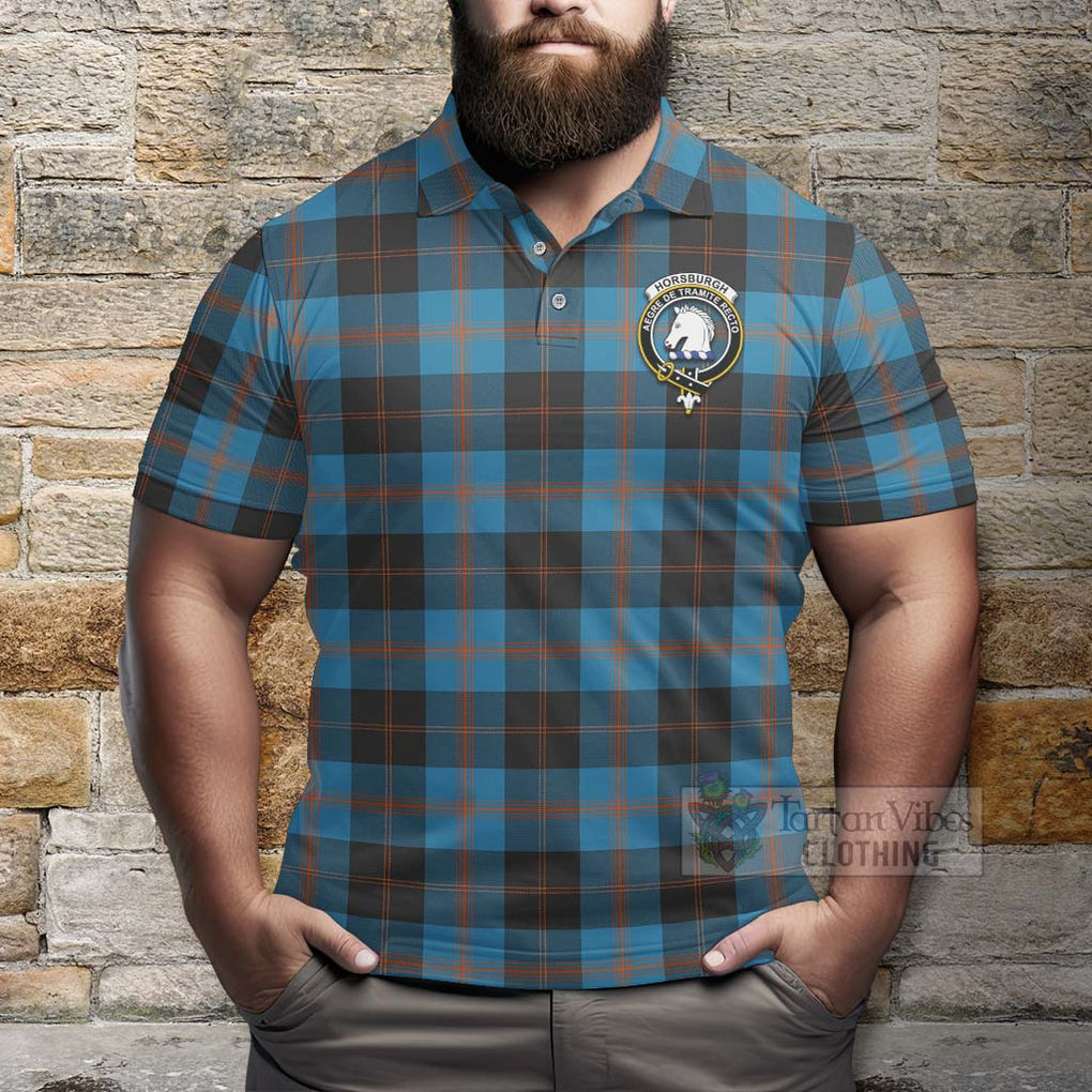 Tartan Vibes Clothing Horsburgh Tartan Polo Shirt with Family Crest Celtic Skull Style