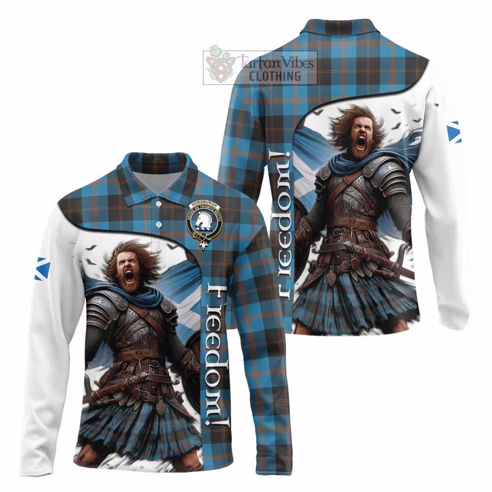 Tartan Vibes Clothing Horsburgh Crest Tartan Long Sleeve Polo Shirt Inspired by the Freedom of Scottish Warrior