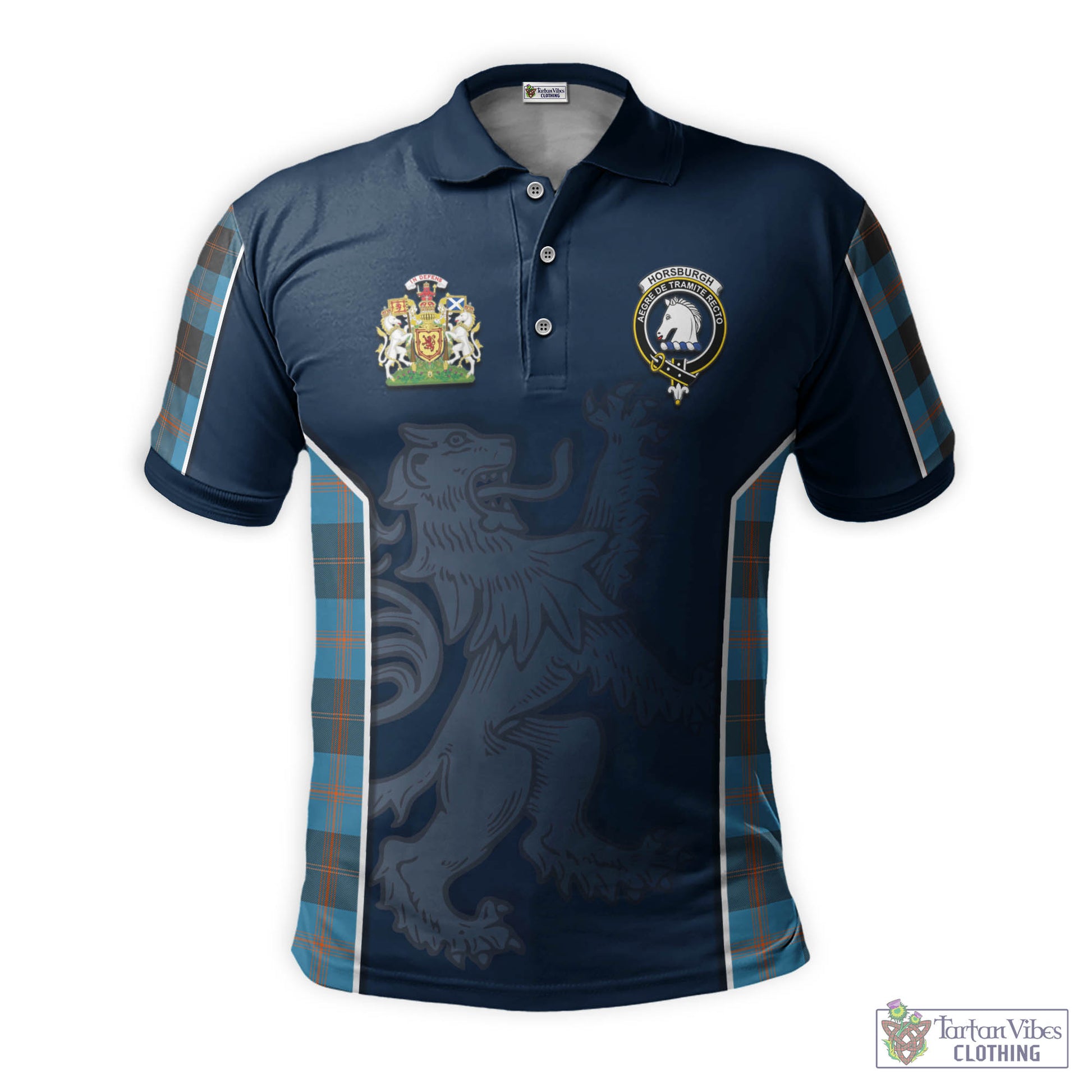 Tartan Vibes Clothing Horsburgh Tartan Men's Polo Shirt with Family Crest and Lion Rampant Vibes Sport Style