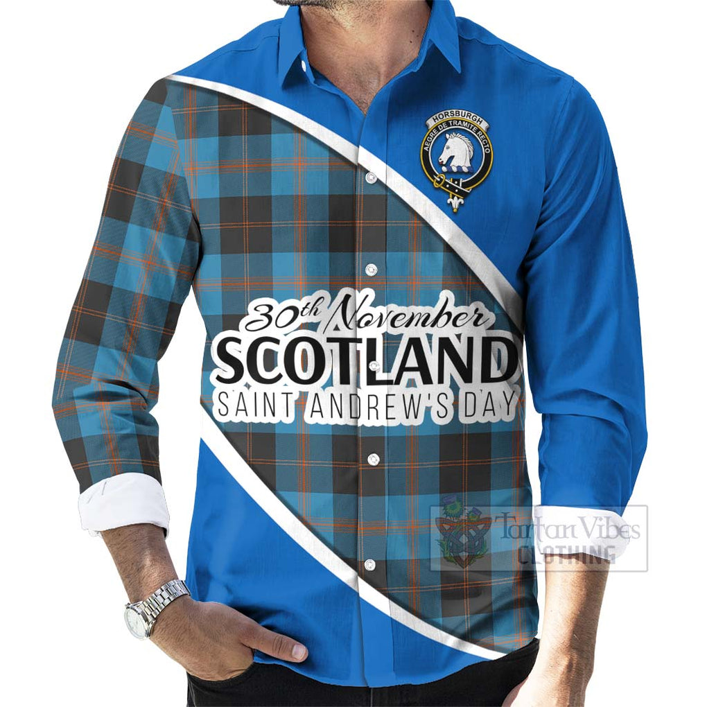 Tartan Vibes Clothing Horsburgh Family Crest Tartan Long Sleeve Button Shirt Celebrate Saint Andrew's Day in Style