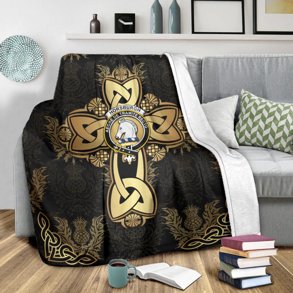 Horsburgh Clan Blanket Gold Thistle Celtic Style - Tartanvibesclothing