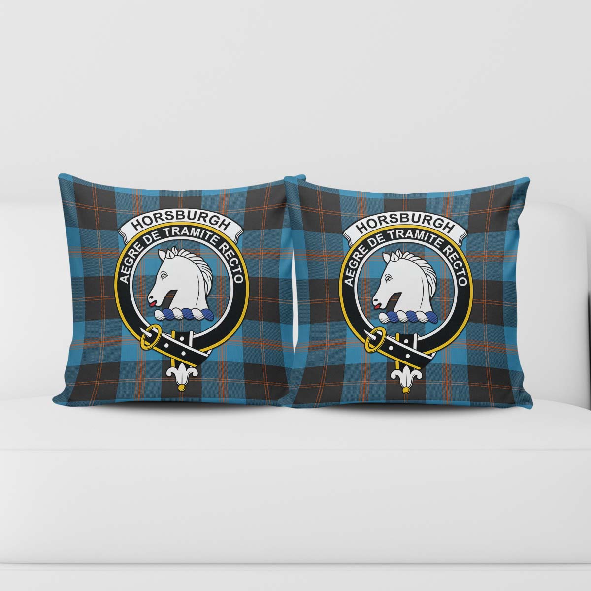 Horsburgh Tartan Pillow Cover with Family Crest - Tartanvibesclothing