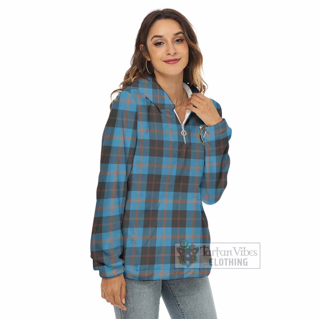 Tartan Vibes Clothing Horsburgh Tartan Crest Women's Borg  Half Zip Fleece Hoodie