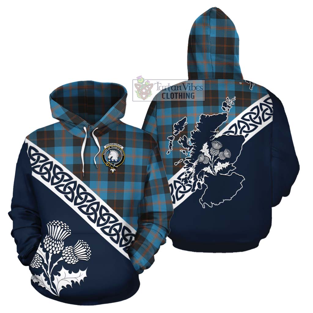 Tartan Vibes Clothing Horsburgh Tartan Cotton Hoodie Featuring Thistle and Scotland Map