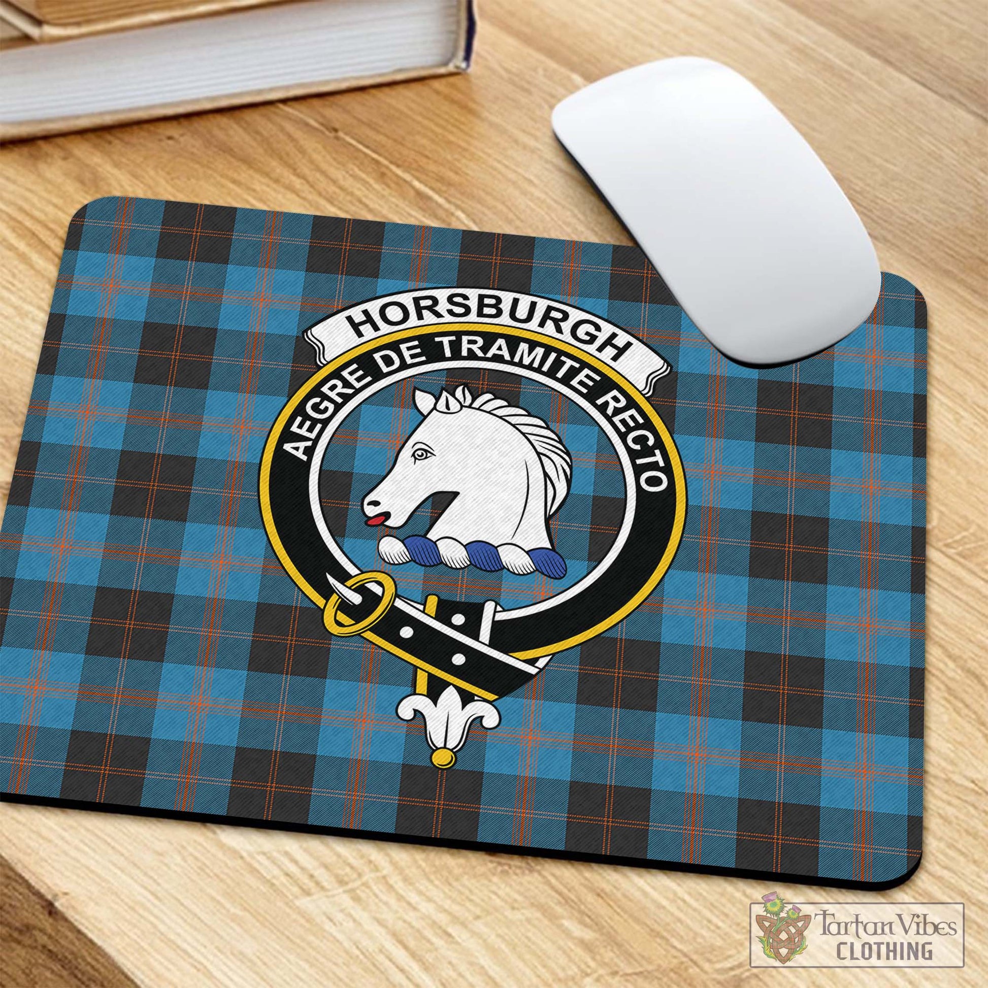 Tartan Vibes Clothing Horsburgh Tartan Mouse Pad with Family Crest