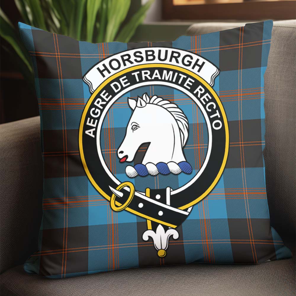 Horsburgh Tartan Pillow Cover with Family Crest - Tartanvibesclothing