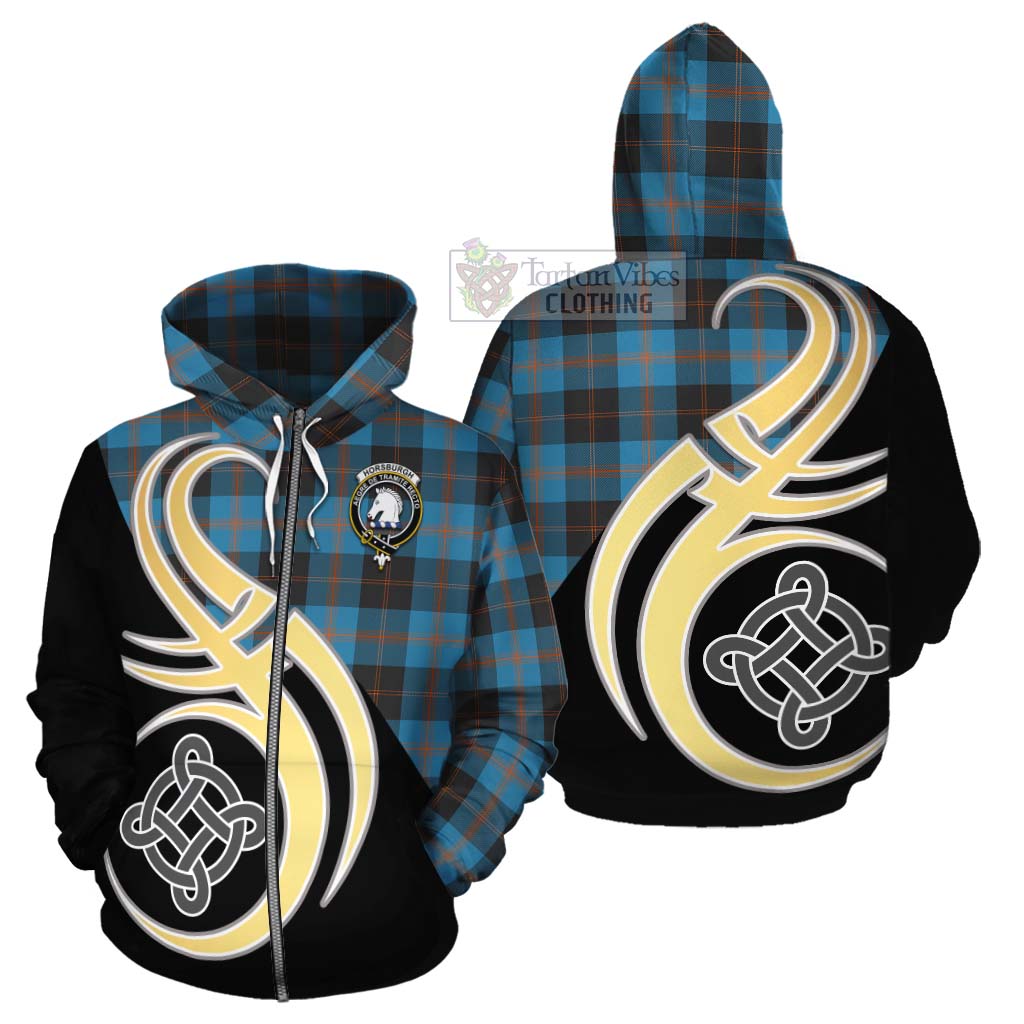 Tartan Vibes Clothing Horsburgh Tartan Cotton Hoodie with Family Crest and Celtic Symbol Style