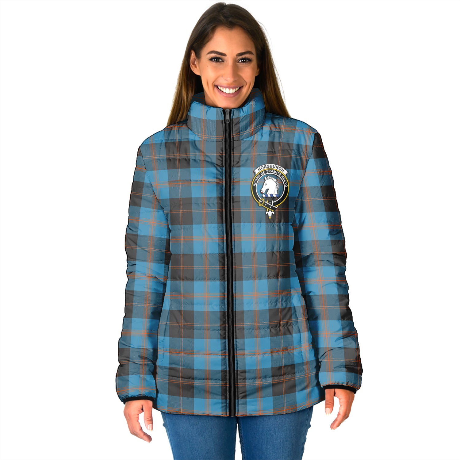 Horsburgh Tartan Padded Jacket with Family Crest - Tartan Vibes Clothing