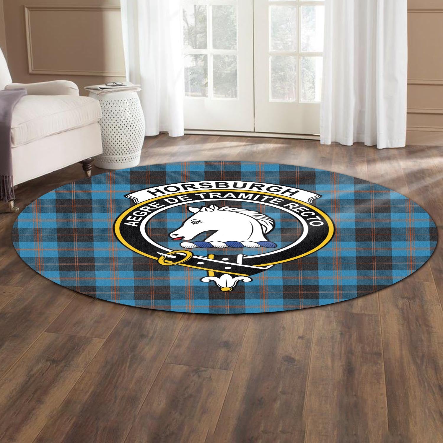 horsburgh-tartan-round-rug-with-family-crest