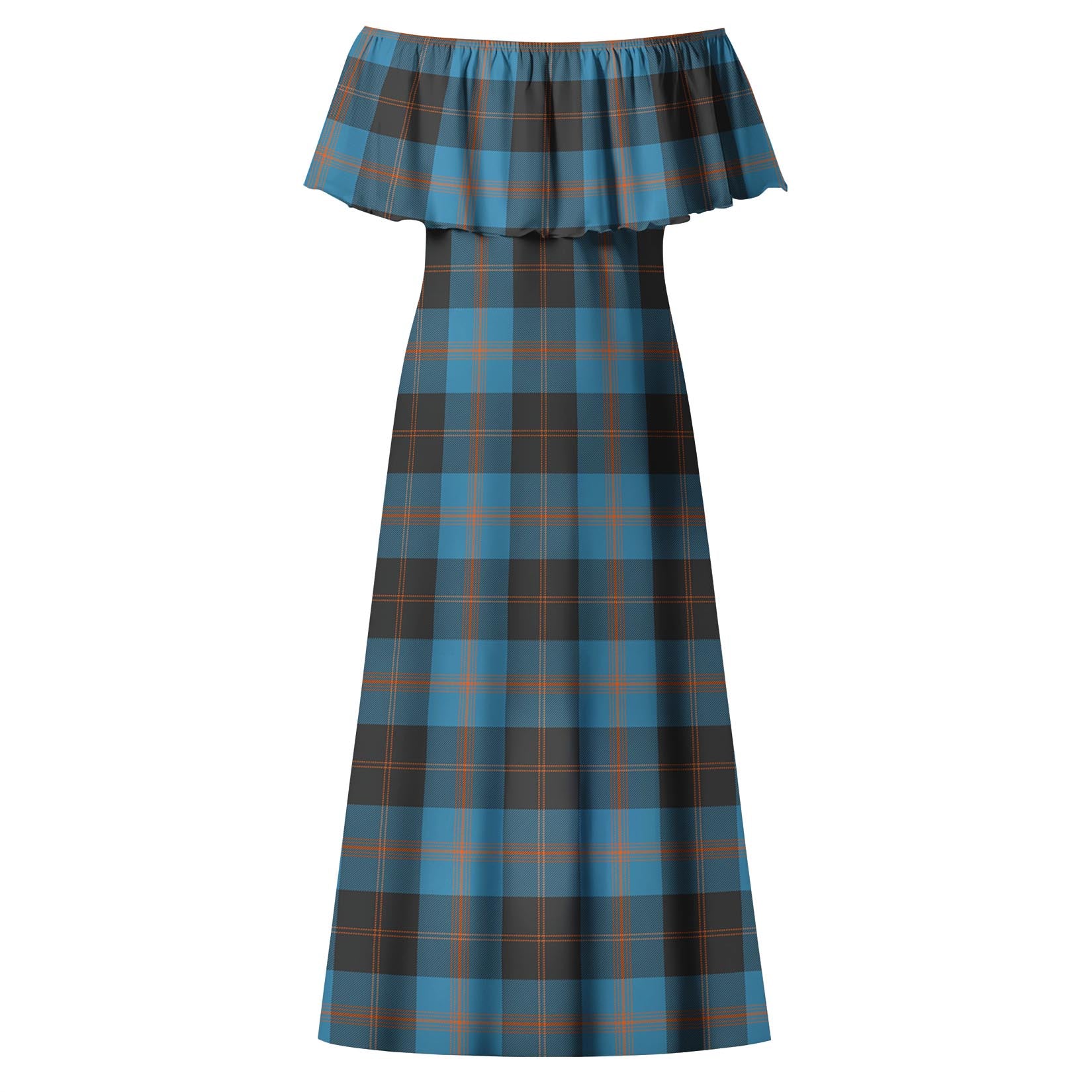 Horsburgh Tartan Off Shoulder Long Dress - Tartanvibesclothing