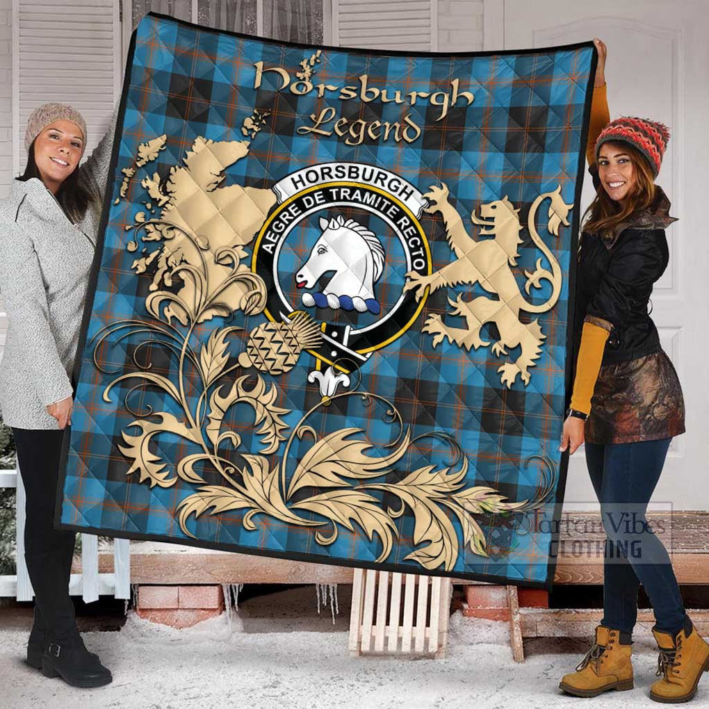 Tartan Vibes Clothing Horsburgh Tartan Quilt with Family Crest and Scottish Symbol Style