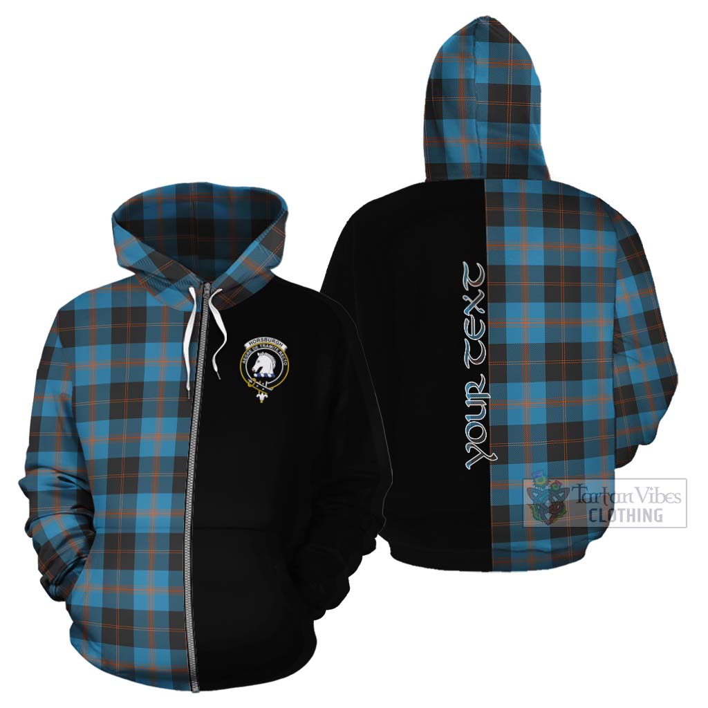 Tartan Vibes Clothing Horsburgh Tartan Cotton Hoodie with Family Crest and Half Of Me Style