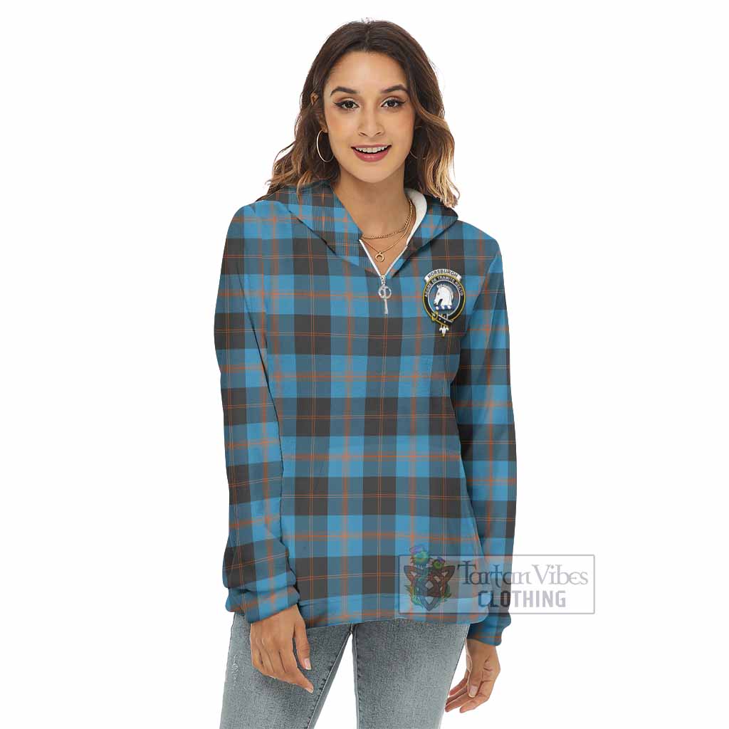 Tartan Vibes Clothing Horsburgh Tartan Crest Women's Borg  Half Zip Fleece Hoodie