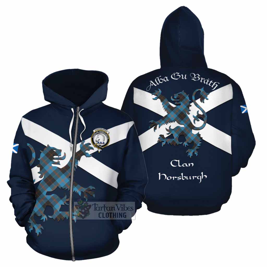 Tartan Vibes Clothing Horsburgh Tartan Lion Rampant Cotton Hoodie Proudly Display Your Heritage with Alba Gu Brath and Clan Name