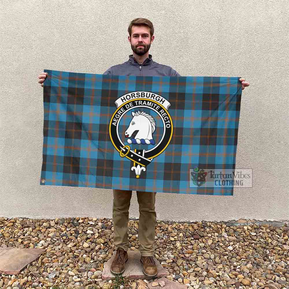 Tartan Vibes Clothing Horsburgh Tartan House Flag with Family Crest