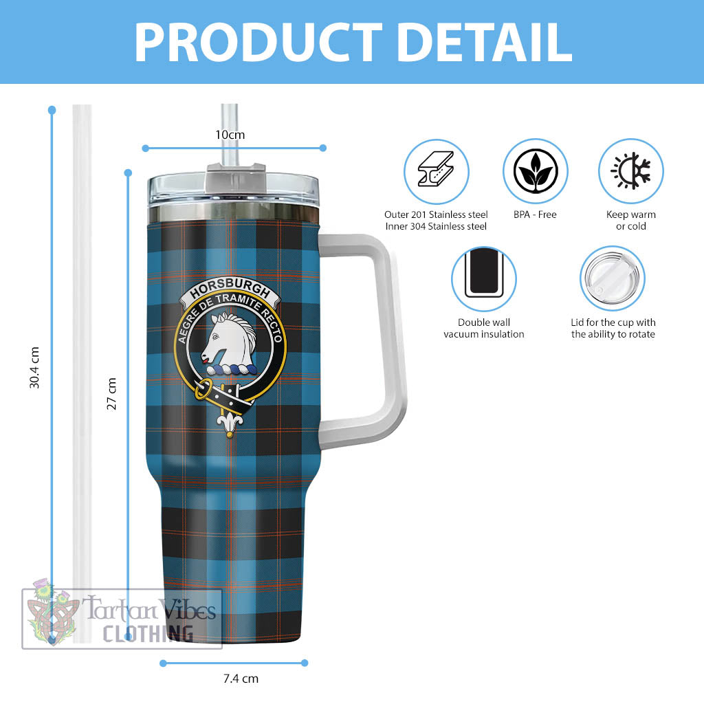 Tartan Vibes Clothing Horsburgh Tartan and Family Crest Tumbler with Handle