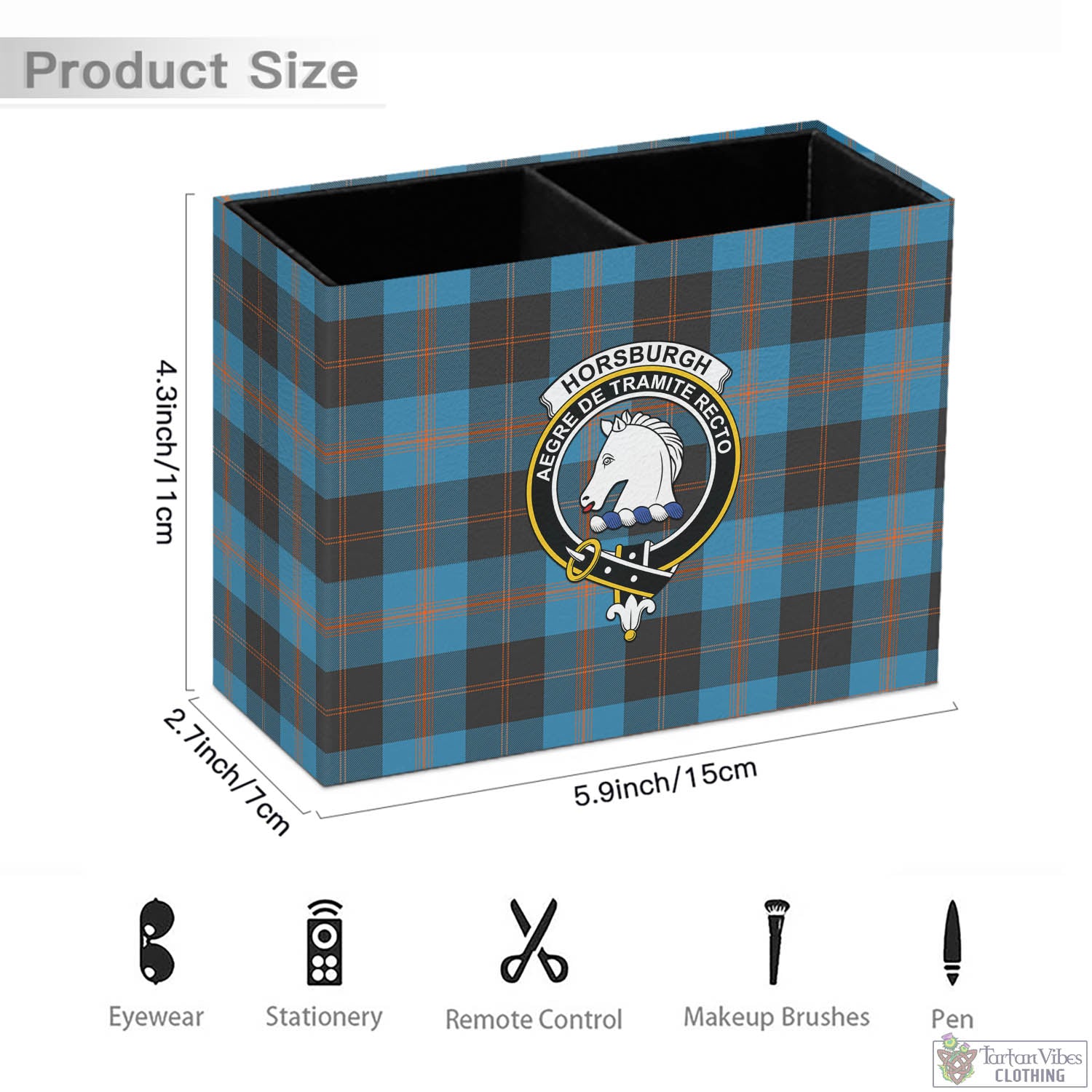 Tartan Vibes Clothing Horsburgh Tartan Pen Holder with Family Crest