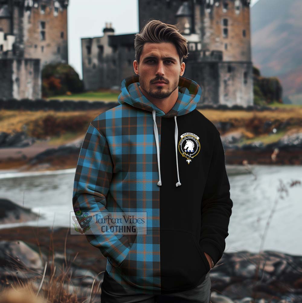 Tartan Vibes Clothing Horsburgh Tartan Cotton Hoodie with Family Crest and Half Of Me Style