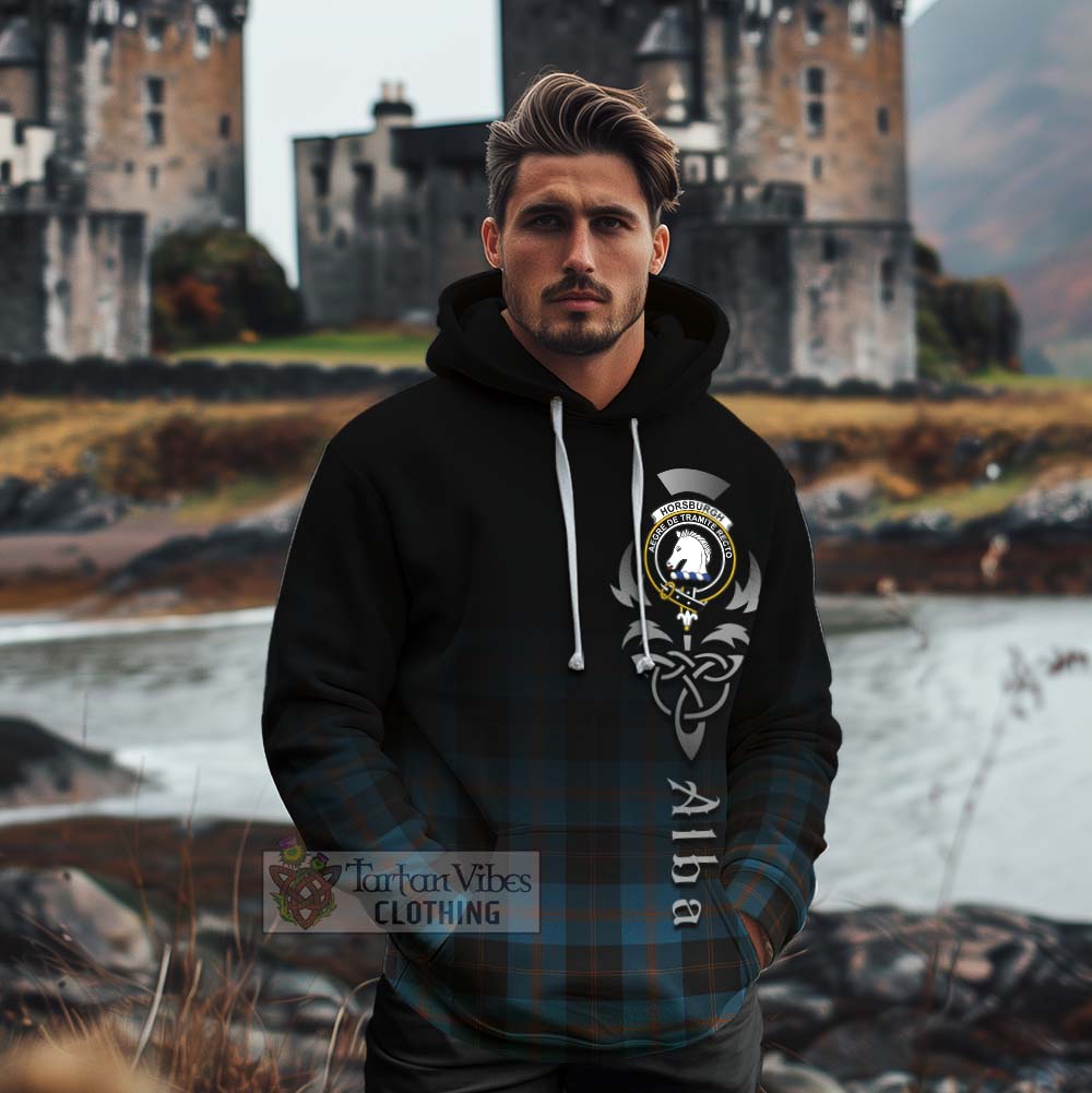 Tartan Vibes Clothing Horsburgh Tartan Cotton Hoodie Featuring Alba Gu Brath Family Crest Celtic Inspired