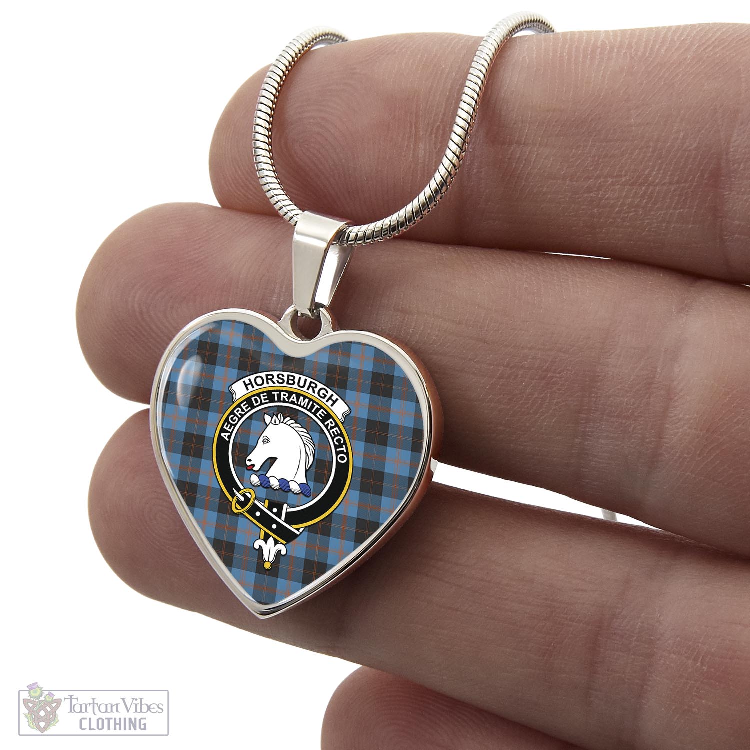 Tartan Vibes Clothing Horsburgh Tartan Heart Necklace with Family Crest