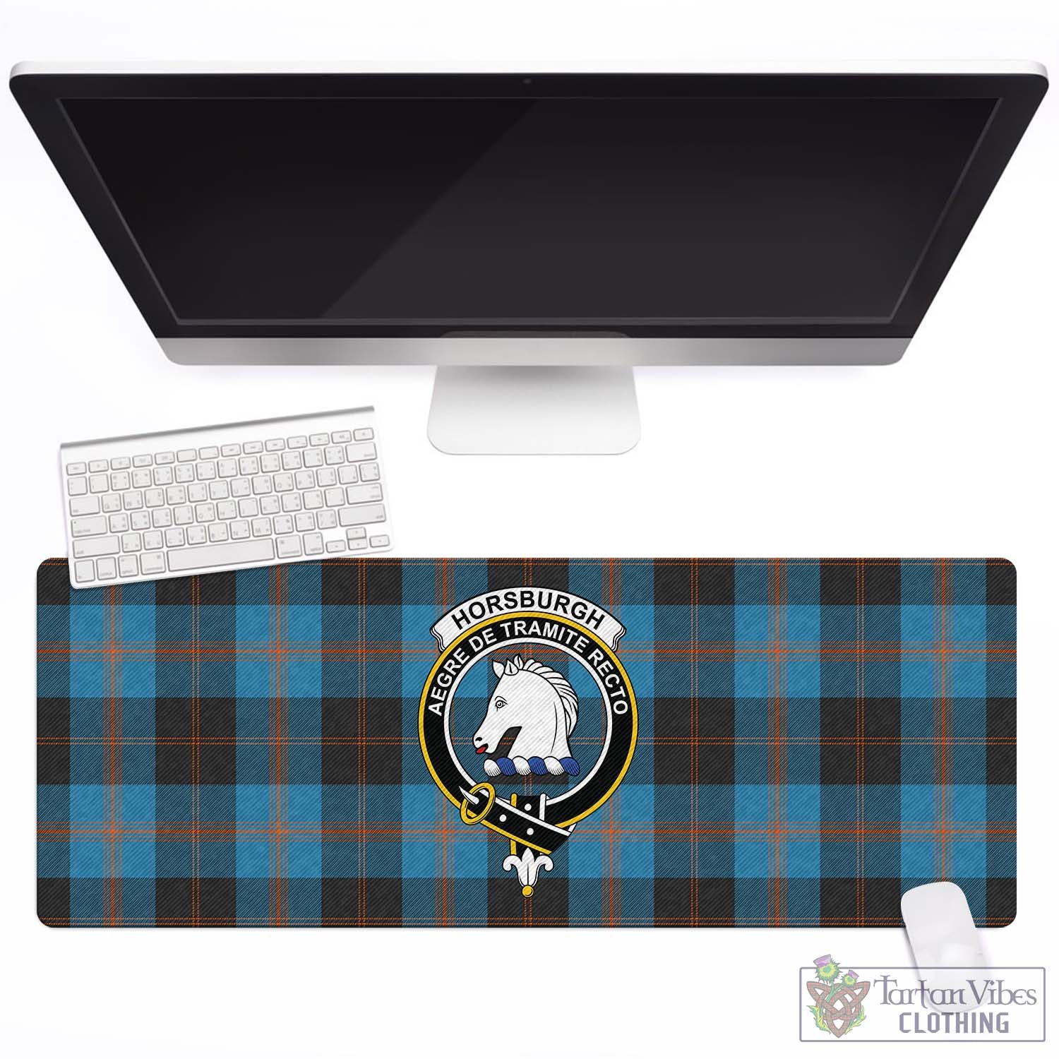 Tartan Vibes Clothing Horsburgh Tartan Mouse Pad with Family Crest