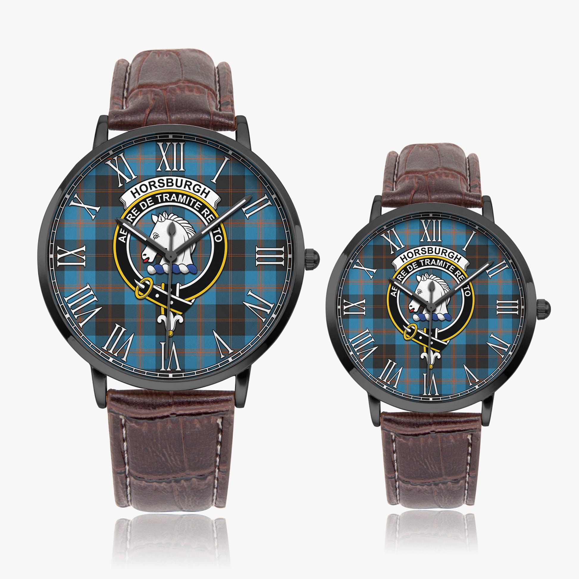 Horsburgh Tartan Family Crest Leather Strap Quartz Watch - Tartanvibesclothing